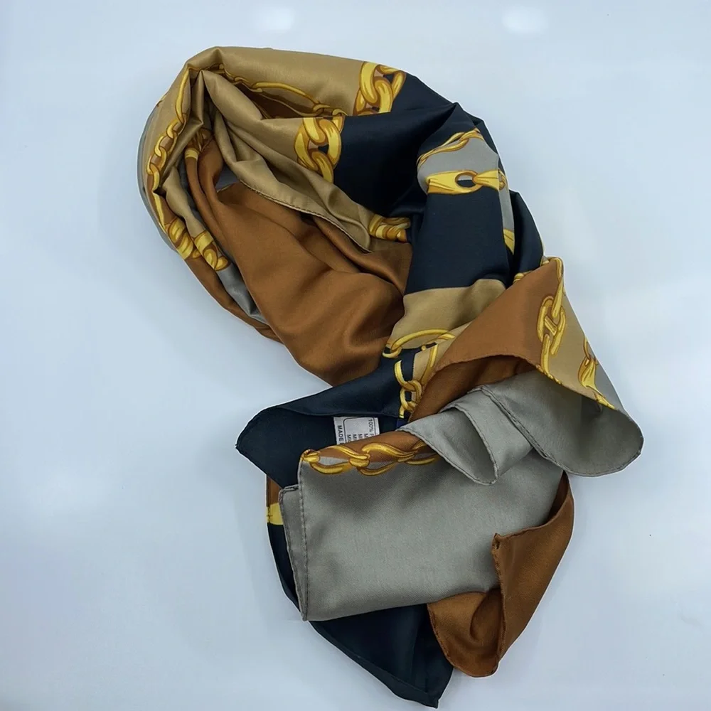 Eximious of London gold chain square scarf   34” x 34”